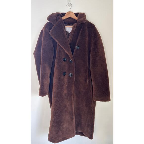 Rebecca Minkoff Double Breasted Teddy Sherpa Coat - Brown XL-NWT - Picture 3 of 7